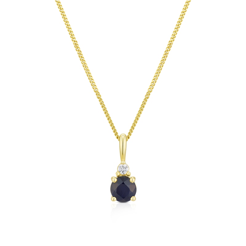 9ct Yellow Gold Sapphire & Diamond Pendant Necklace