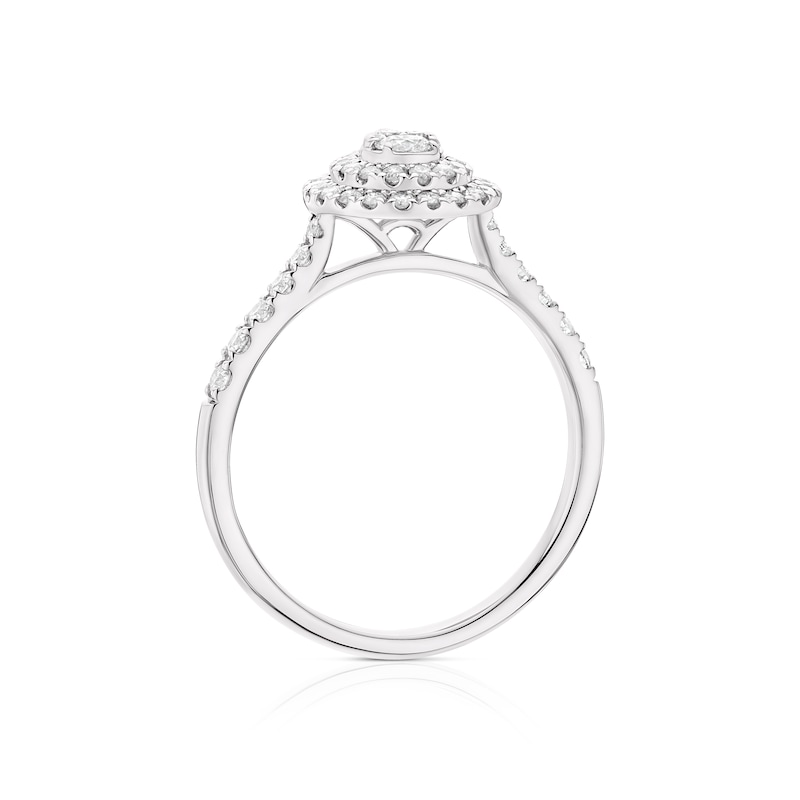 9ct White Gold 0.50ct Diamond Pear Shaped Double Halo Ring