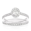 Thumbnail Image 0 of 14ct White Gold 0.75ct Diamond Oval Shaped Flower Halo Bridal Set