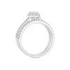 Thumbnail Image 2 of 14ct White Gold 0.75ct Diamond Oval Shaped Flower Halo Bridal Set