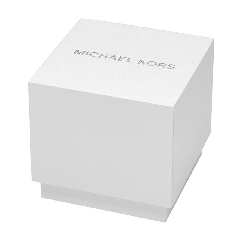 Michael Kors Slim Runway Gold-Tone & White Leather Strap Watch