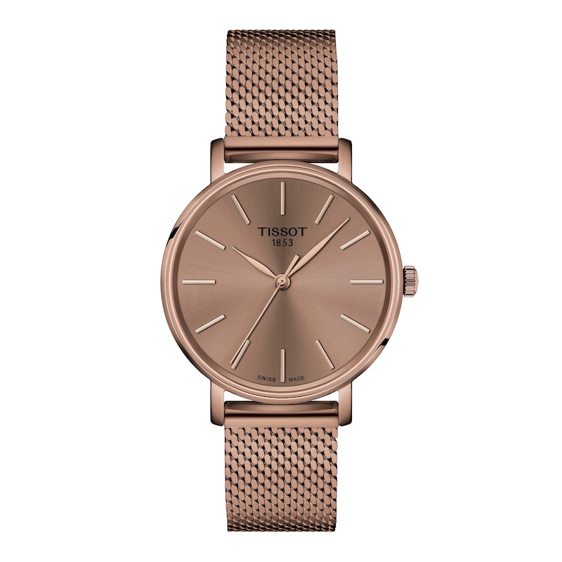 Tissot Everytime Ladies' Rose Gold-Tone Mesh Bracelet Watch