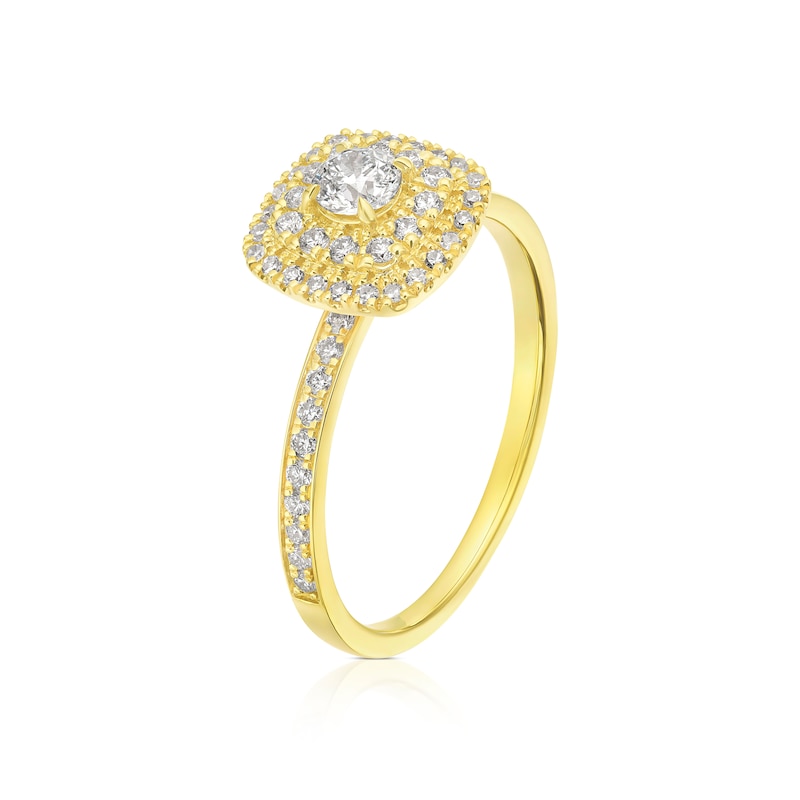 18ct Yellow Gold 0.50ct Diamond Round Cut Double Halo Ring