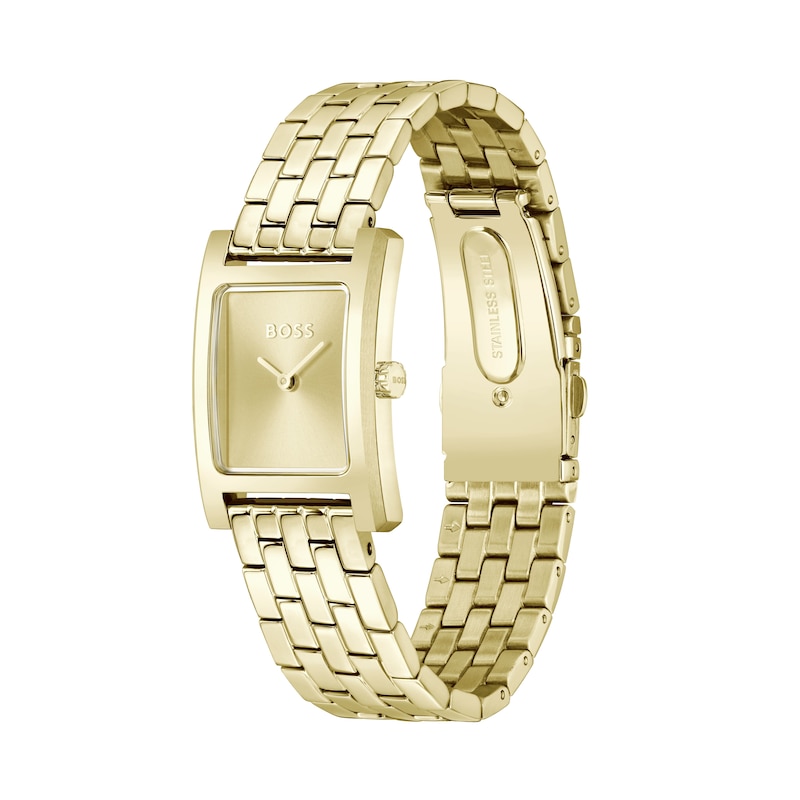 BOSS Leah Ladies' Gold IP Tank Bracelet Watch