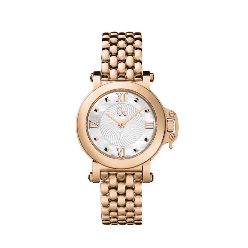 Gc Femme Bijou Gold Plated Mother Of Pearl Bracelet Watch