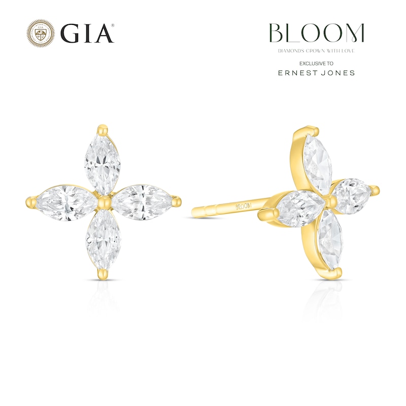 Main Image 1 of BLOOM Paris 18ct Yellow 0.80ct Lab Grown Diamond Marquise Stud Earrings