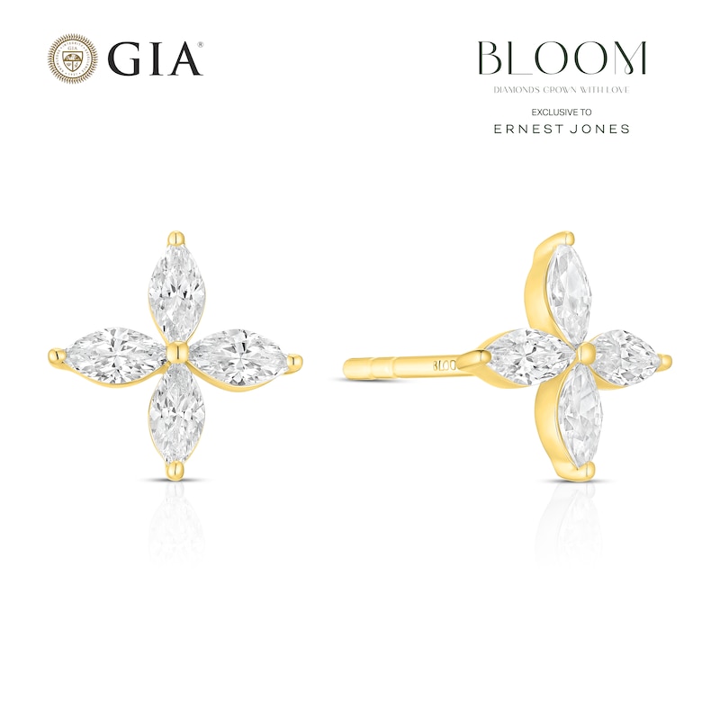 Main Image 1 of BLOOM Paris 14ct Yellow Gold 0.48ct Lab Grown Diamond Marquise Stud Earrings