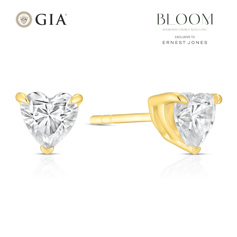 Main Image 1 of BLOOM Florence 14ct Yellow Gold 1ct Lab Grown Diamond Heart Earrings