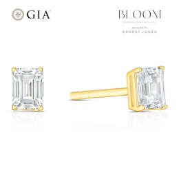 BLOOM Rome 14ct Yellow Gold 0.50ct Lab Grown Diamond Emerald Stud Earrings