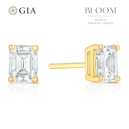 BLOOM Rome 14ct Yellow Gold 1ct Lab Grown Diamond Emerald Stud Earrings