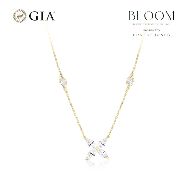 Main Image 1 of BLOOM Paris 18ct Yellow 1.48ct Lab Grown Diamond Marquise Station Necklace