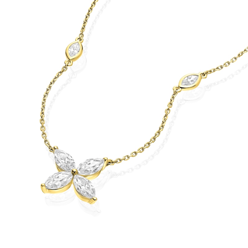 Main Image 2 of BLOOM Paris 18ct Yellow 1.48ct Lab Grown Diamond Marquise Station Necklace