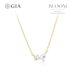 BLOOM Capri 14ct Yellow Gold 0.40ct Lab Grown Diamond Pear & Round Toi Et Moi Necklace