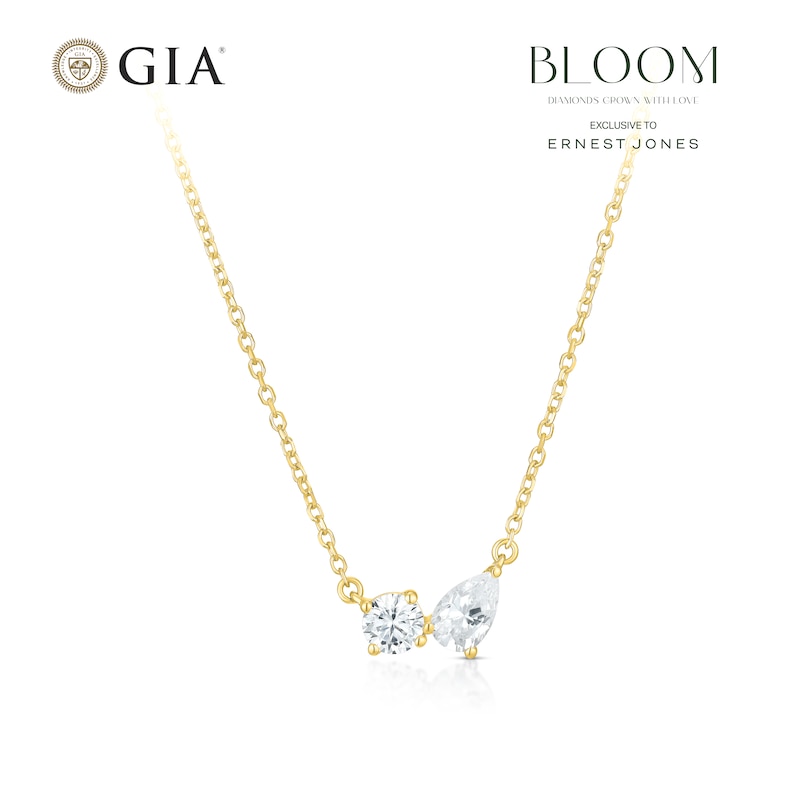 Main Image 1 of BLOOM Capri 14ct Yellow Gold 0.40ct Lab Grown Diamond Pear & Round Toi Et Moi Necklace