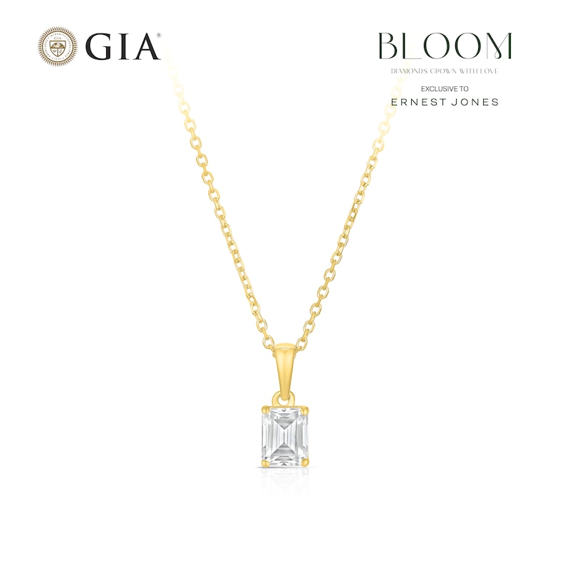 Main Image 1 of BLOOM Rome 14ct Yellow Gold 0.50ct Lab Grown Diamond Emerald Pendant