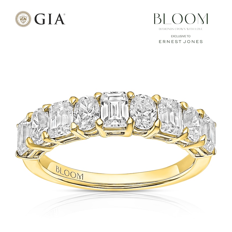 Main Image 1 of BLOOM Vienna 18ct Yellow Gold 1.85ct Lab Grown Oval & Emerald Diamond Eternity Ring