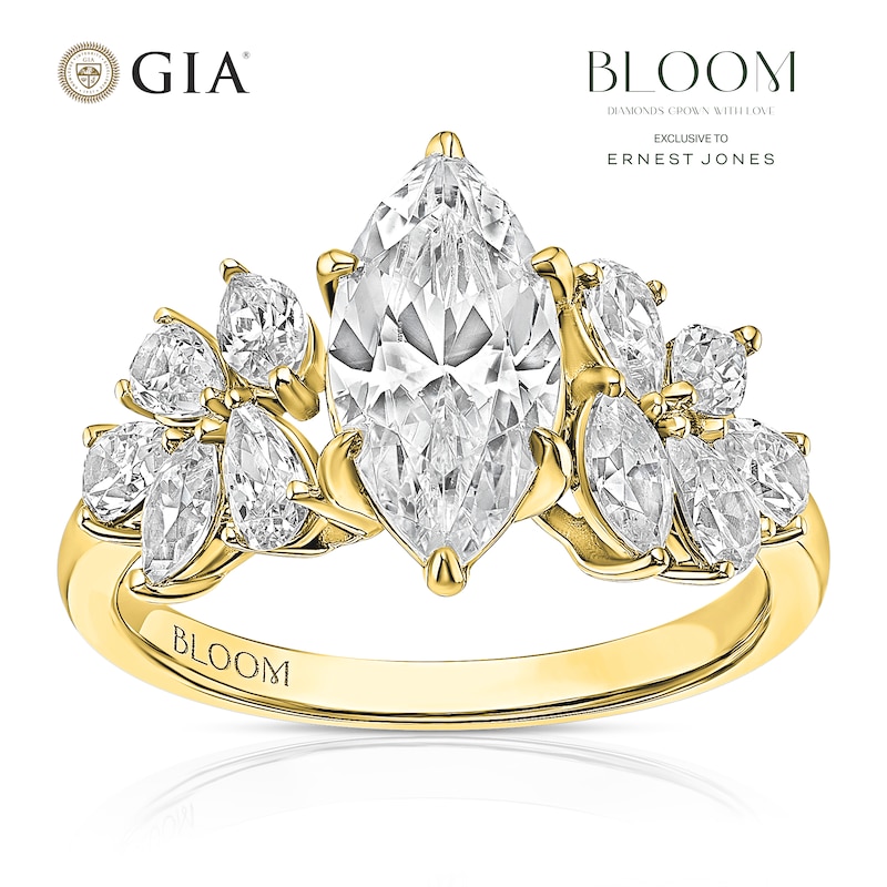 Main Image 1 of BLOOM Paris 18ct Yellow Gold 2.50ct Lab Grown Diamond Marquise Floral Ring