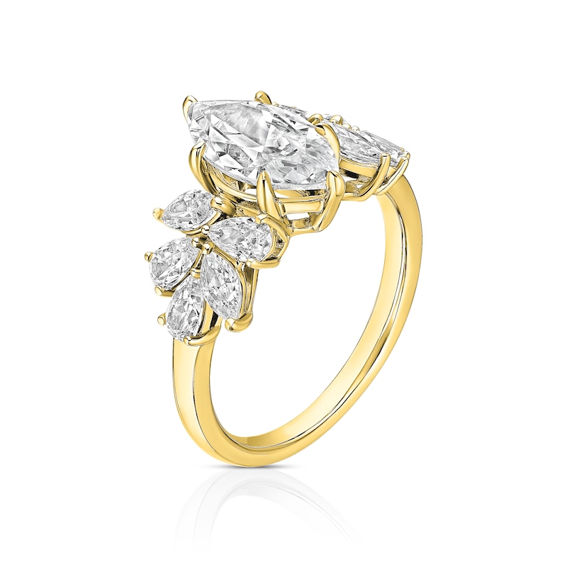 Main Image 2 of BLOOM Paris 18ct Yellow Gold 2.50ct Lab Grown Diamond Marquise Floral Ring