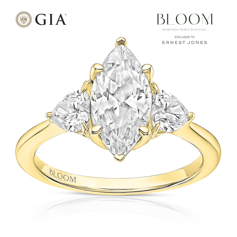 Main Image 1 of BLOOM Paris 18ct Yellow Gold 2.30ct Lab Grown Diamond Marquise & Heart Trilogy Ring