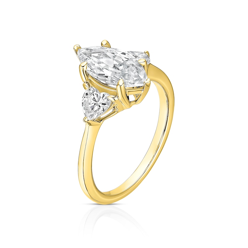 Main Image 2 of BLOOM Paris 18ct Yellow Gold 2.30ct Lab Grown Diamond Marquise & Heart Trilogy Ring