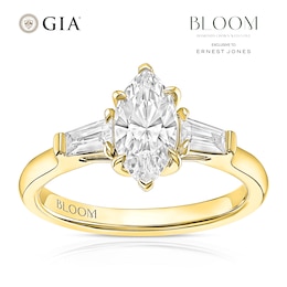 BLOOM Paris 18ct Yellow Gold  1.28ct Lab Grown Diamond Marquise & Tapered Baguette Trilogy Ring