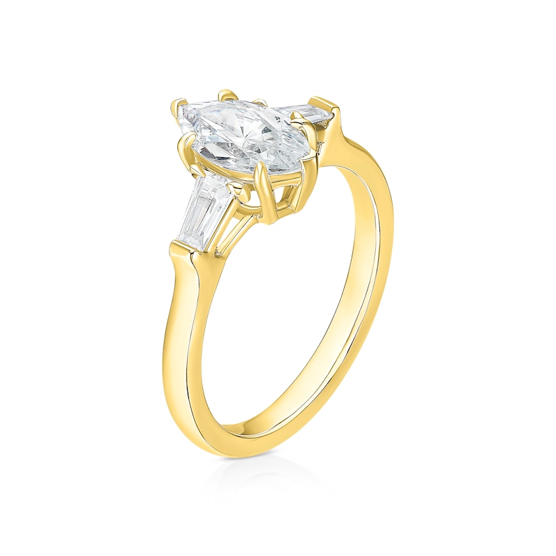 Main Image 2 of BLOOM Paris 18ct Yellow Gold  1.28ct Lab Grown Diamond Marquise & Tapered Baguette Trilogy Ring