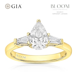 BLOOM Capri 18ct Yellow Gold  1.28ct Lab Grown Diamond Pear & Tapered Baguette Trilogy Ring