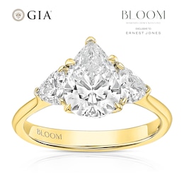 BLOOM Capri 18ct Yellow Gold 2ct Lab Grown Diamond Pear & Trillion Trilogy Ring