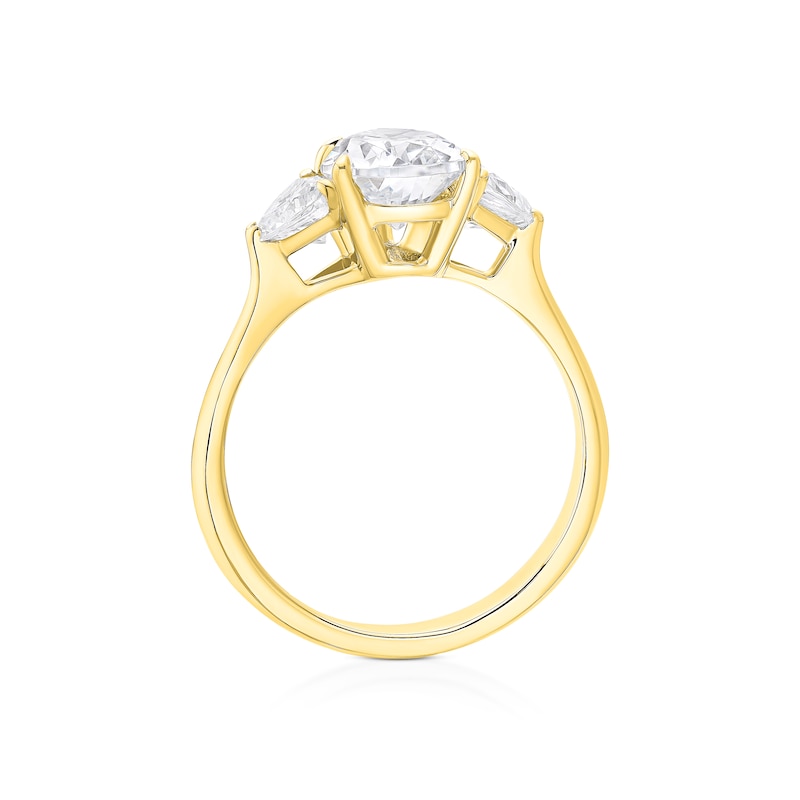 Main Image 3 of BLOOM Capri 18ct Yellow Gold 2ct Lab Grown Diamond Pear & Trillion Trilogy Ring