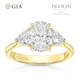 BLOOM Vienna 18ct Yellow Gold 2ct Lab Grown Oval & Trillion Diamond Trilogy Ring