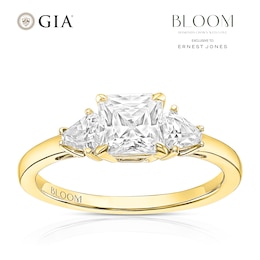 BLOOM Venice 18ct Yellow Gold 1.50ct Lab Grown Diamond Radiant Trilogy Ring