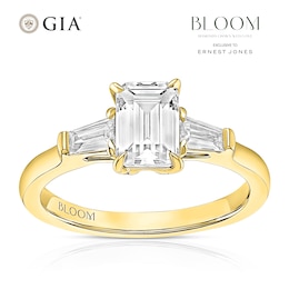 BLOOM Rome 18ct Yellow Gold  1.28ct Lab Grown Diamond Emerald & Tapered Baguette Trilogy Ring