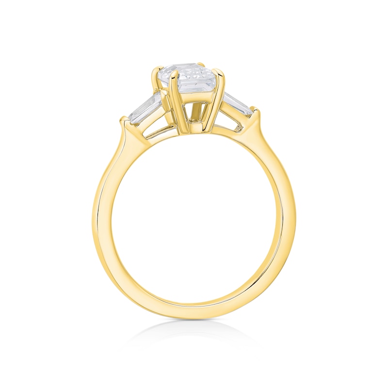 Main Image 3 of BLOOM Rome 18ct Yellow Gold  1.28ct Lab Grown Diamond Emerald & Tapered Baguette Trilogy Ring