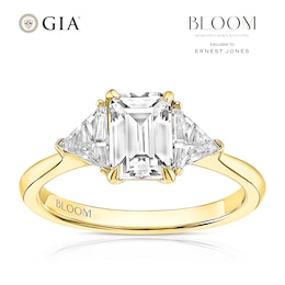 BLOOM Rome 18ct Yellow Gold  1.30ct Lab Grown Diamond Emerald & Trillion Trilogy Ring