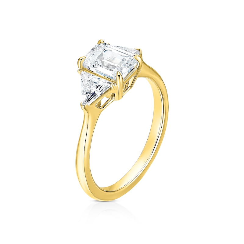 Main Image 2 of BLOOM Rome 18ct Yellow Gold  1.30ct Lab Grown Diamond Emerald & Trillion Trilogy Ring