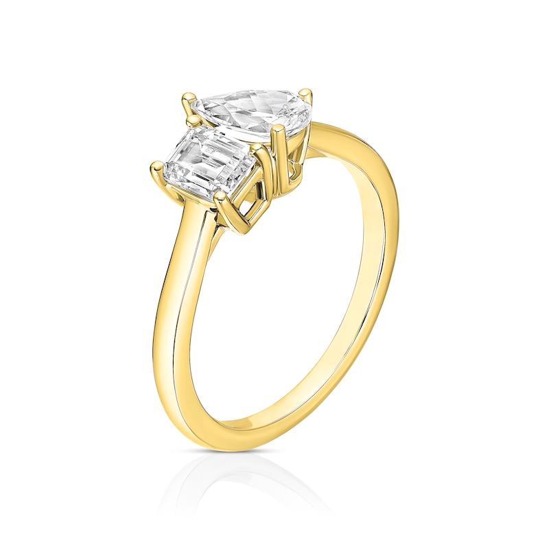 Main Image 2 of BLOOM Capri 18ct Yellow 1ct Lab Grown Diamond Pear & Emerald Toi Et Moi Ring