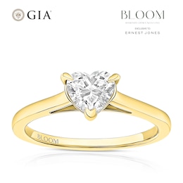 BLOOM Florence 18ct Yellow 1ct Lab Grown Diamond Heart Solitaire Ring