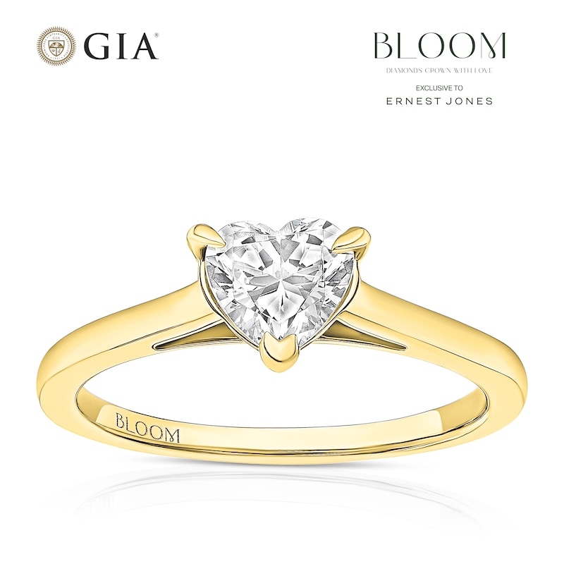 Main Image 1 of BLOOM Florence 18ct Yellow 1ct Lab Grown Diamond Heart Solitaire Ring