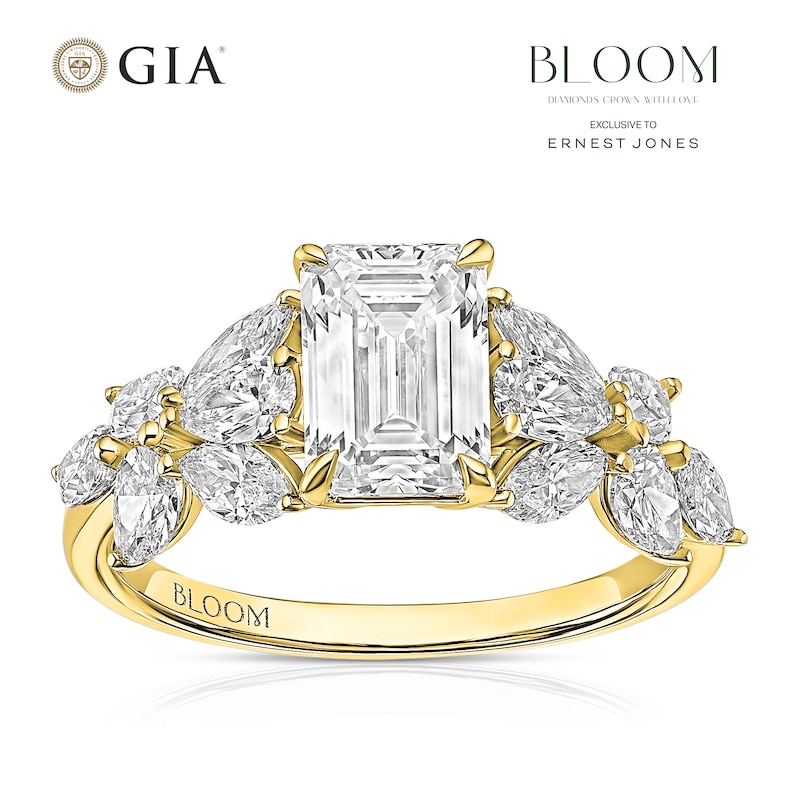 Main Image 1 of BLOOM Rome 18ct Yellow 2.74ct Lab Grown Diamond Marquise Floral Ring