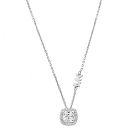 Michael Kors Brilliance Sterling Silver 18&quot; Cushion Cut Pendant