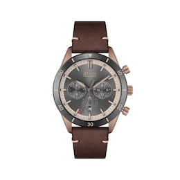 BOSS Santiago Men's Brown Leather Strap Watch