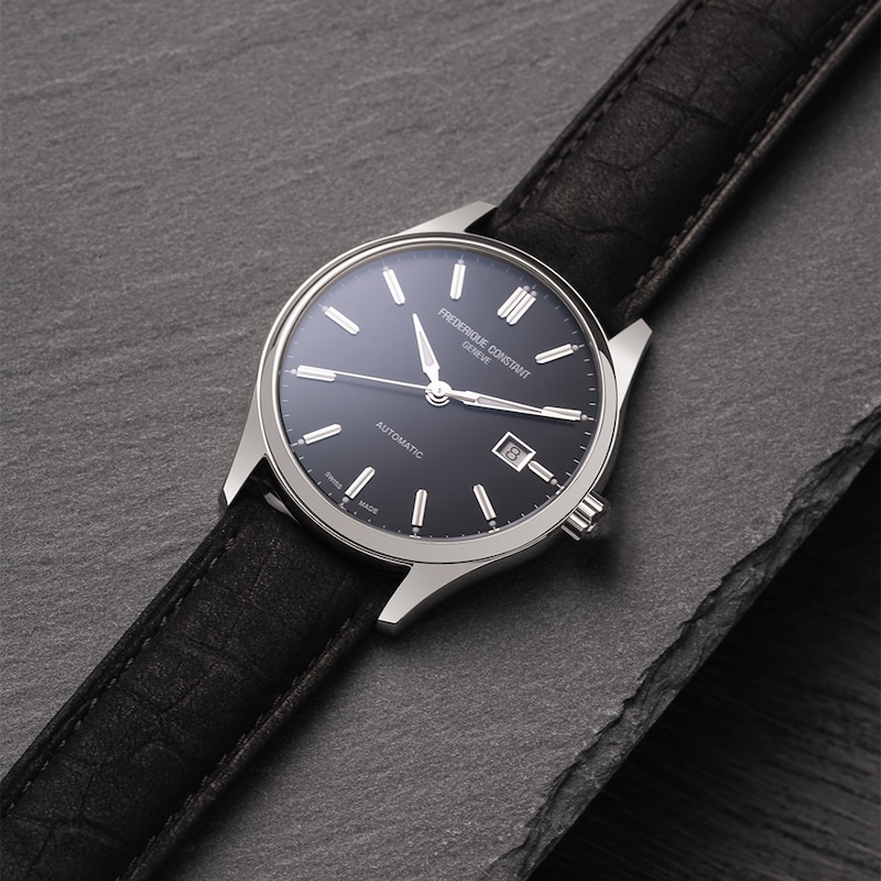 Main Image 4 of Frederique Constant Classics Men's Black Dial & Leather Strap Watch