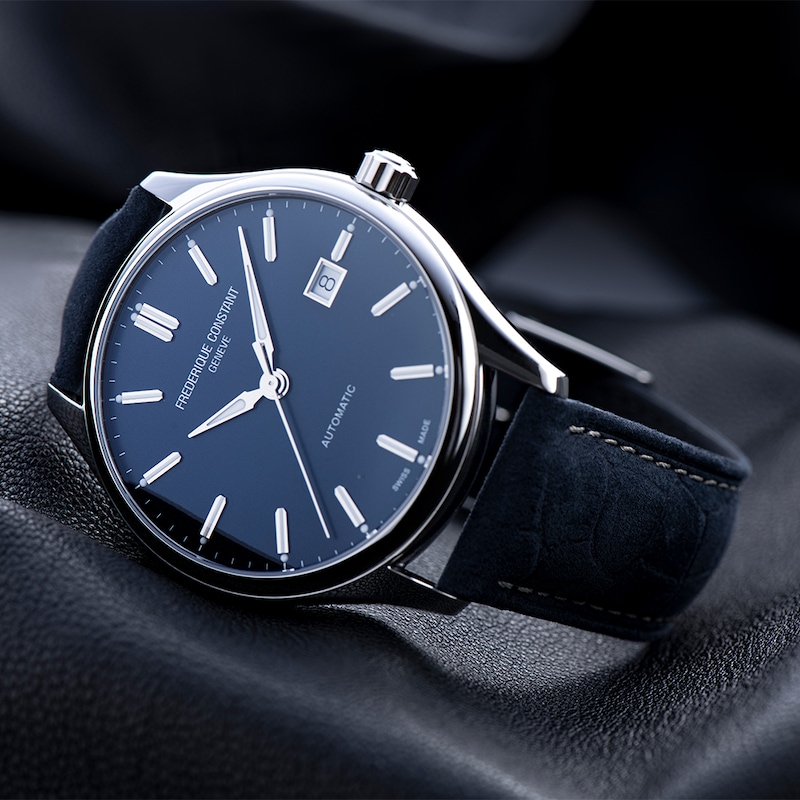 Main Image 4 of Frederique Constant Classics Men's Blue Leather Strap Watch