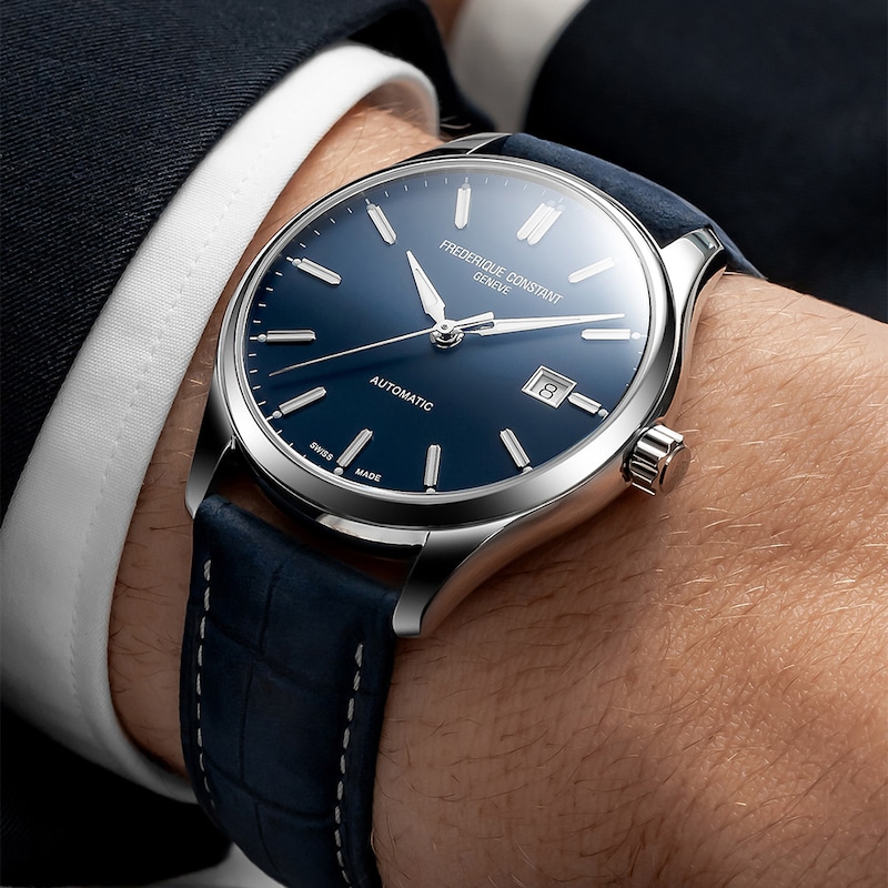 Main Image 5 of Frederique Constant Classics Men's Blue Leather Strap Watch