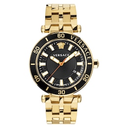 Versace Greca Black Dial & Gold-Tone Bracelet Watch