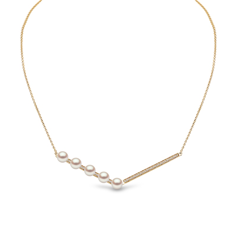 Yoko London 18ct Yellow Gold Pearl & 0.10ct Diamond Necklace