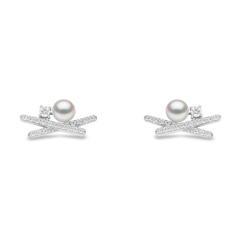 Yoko London 18ct White Gold Pearl & 0.24ct Diamond Earrings