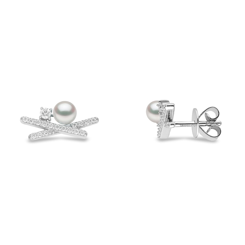 Yoko London 18ct White Gold Pearl & 0.24ct Diamond Earrings
