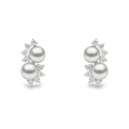 Yoko London 18ct White Gold Pearl & 0.16ct Diamond Earrings