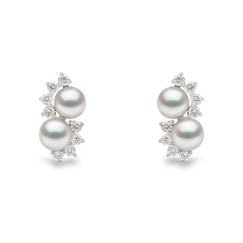 Main Image 1 of Yoko London 18ct White Gold Pearl & 0.16ct Diamond Earrings